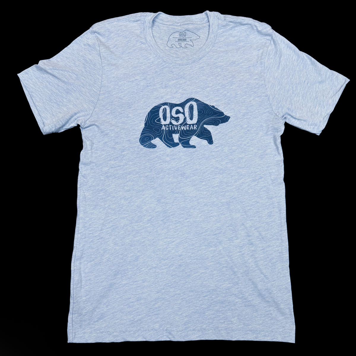 Heather Blue Topographic Logo Tee
