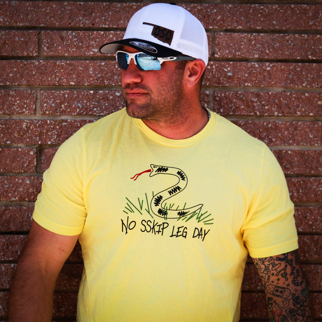 No Skip Leg Day | Yellow 100% Cotton Tshirt