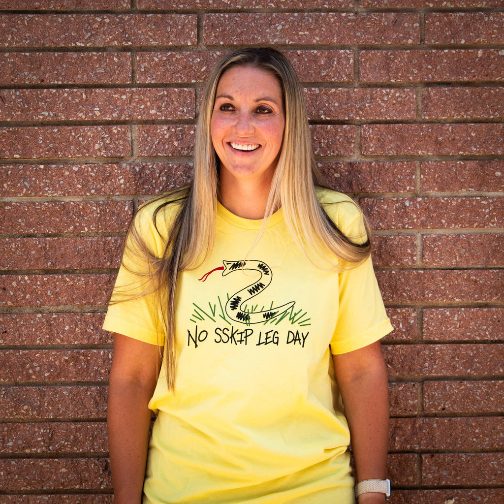 No Skip Leg Day | Yellow 100% Cotton Tshirt