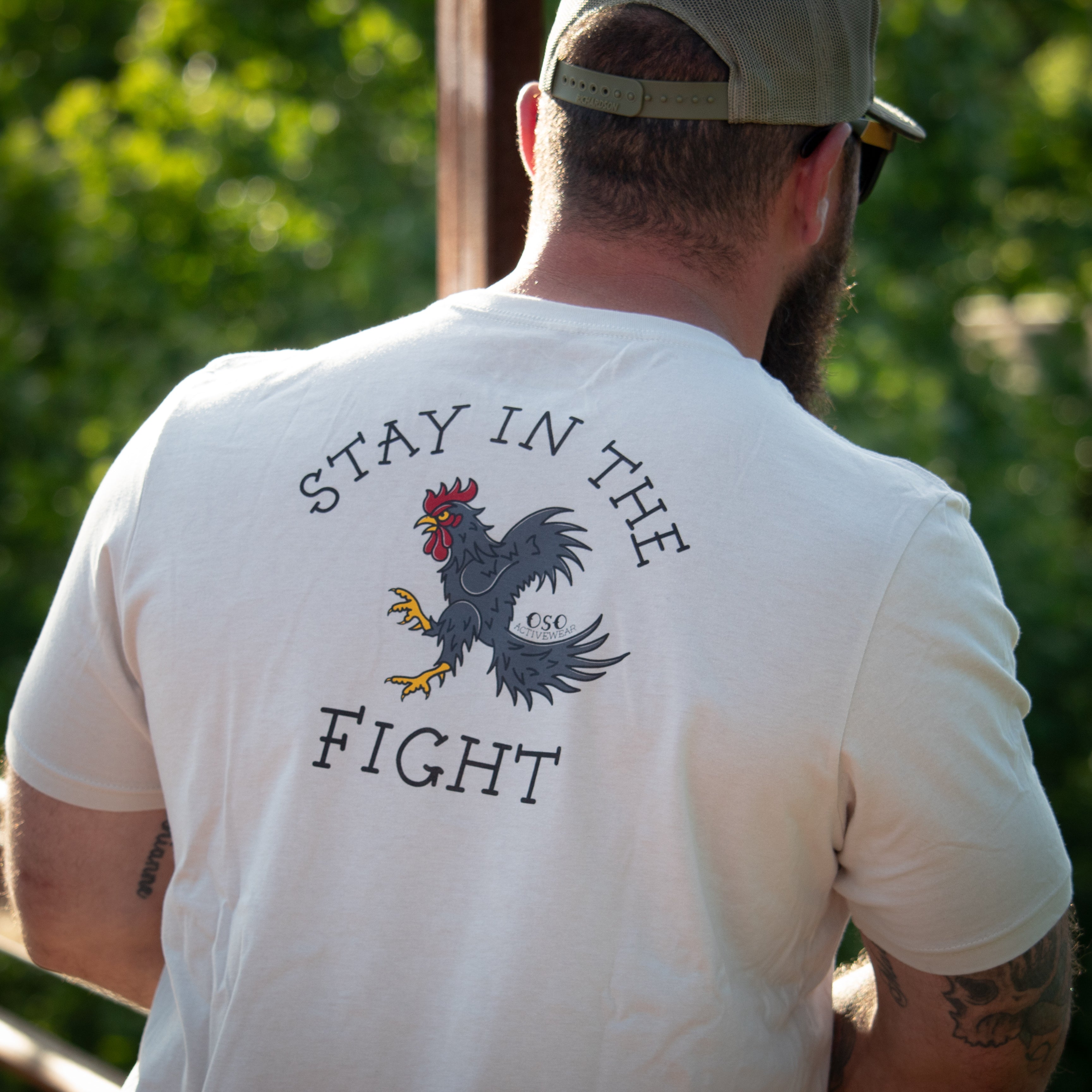 Stay in the Fight | American Traditional Rooster | Dust 100% Cotton Tshirt