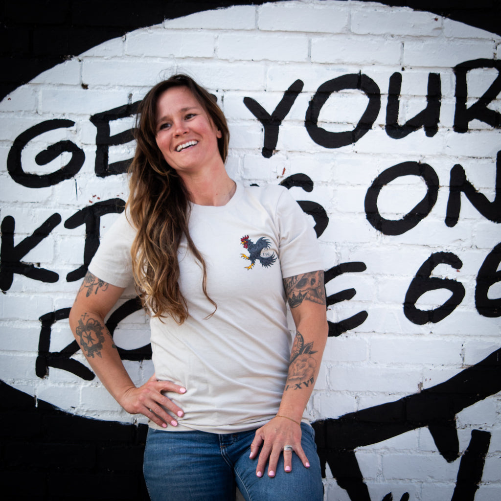 Stay in the Fight | American Traditional Rooster | Dust 100% Cotton Tshirt