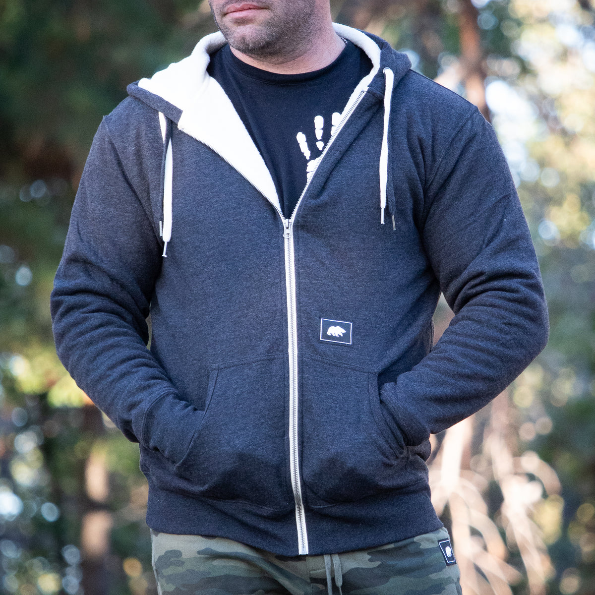 Unisex Sherpa Lined Hooded Sweatshirt