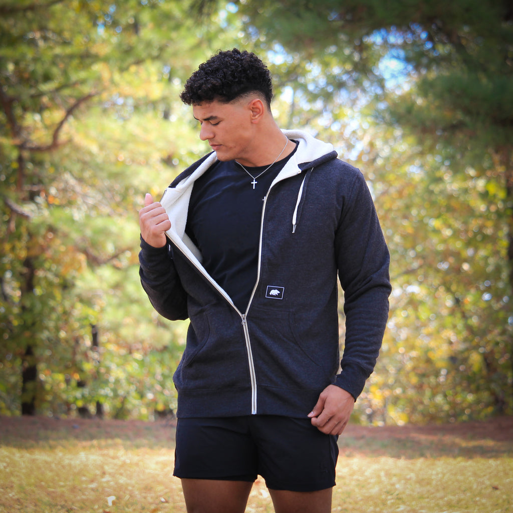 Unisex Sherpa Lined Hooded Sweatshirt
