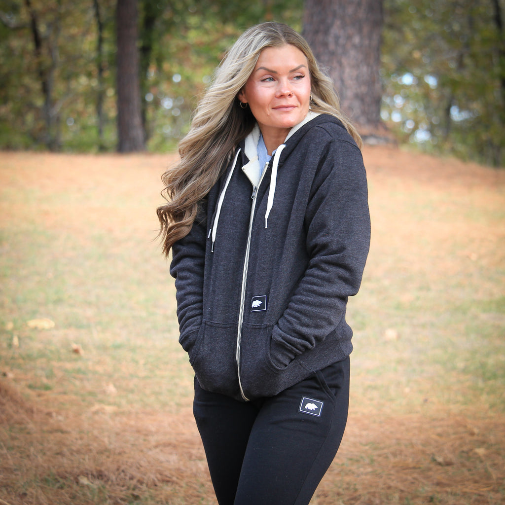 Unisex Sherpa Lined Hooded Sweatshirt