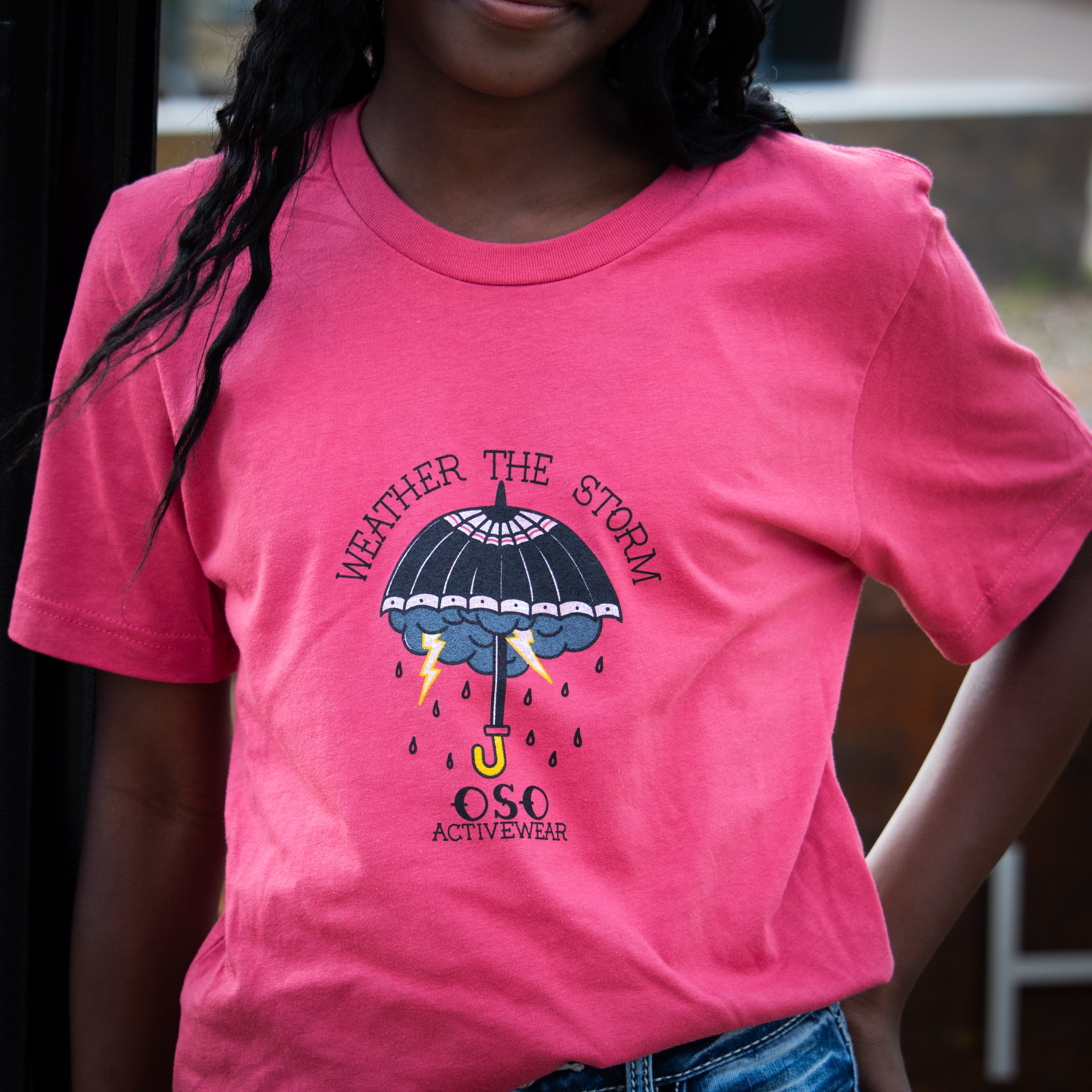 Weather the Storm | American Traditional Umbrella | Red 100% Cotton Tshirt