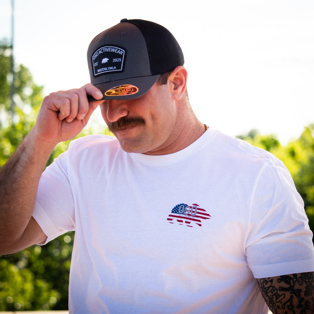Charcoal / Black Flexfit Trucker Hat - Arch Top Patch