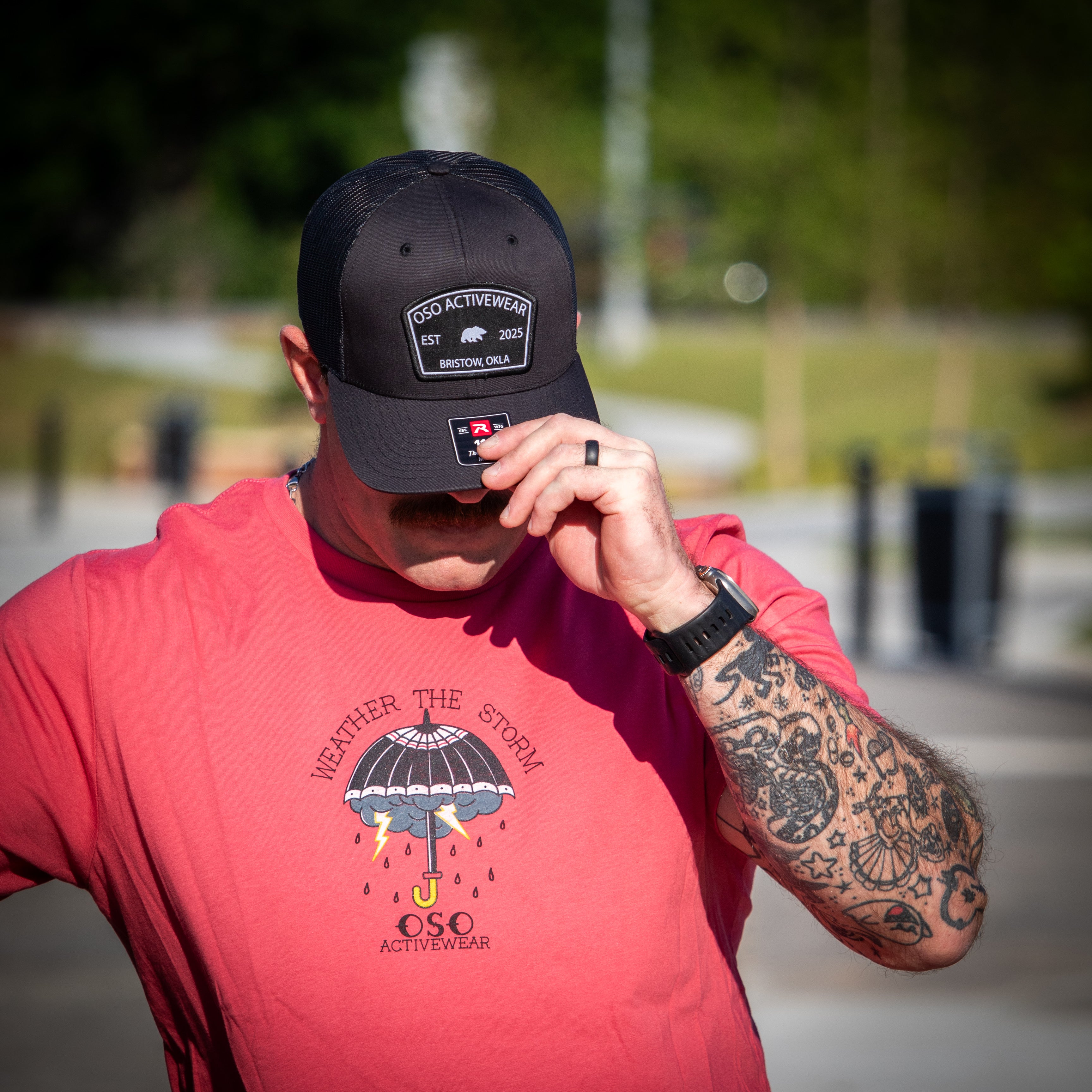 Black Trucker Snapback Hat | Arch Top Patch
