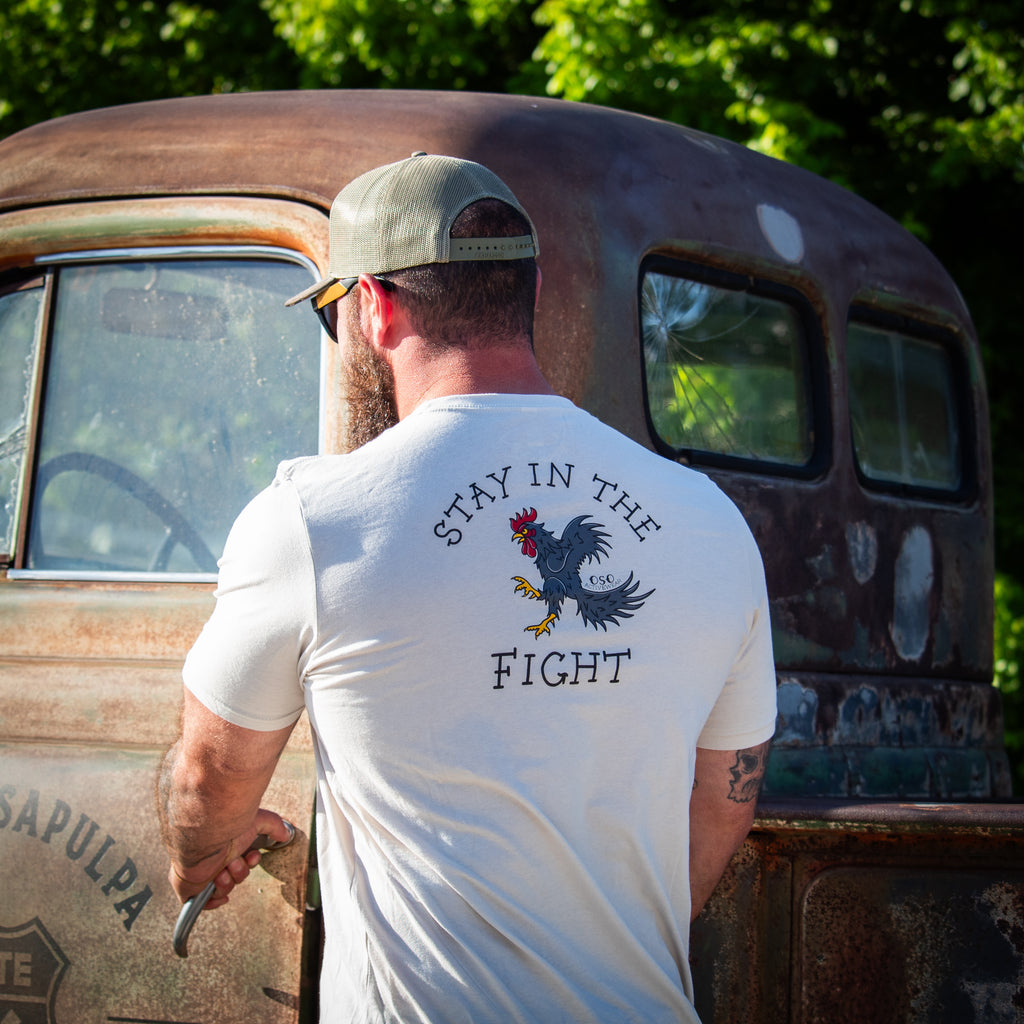 Stay in the Fight | American Traditional Rooster | Dust 100% Cotton Tshirt
