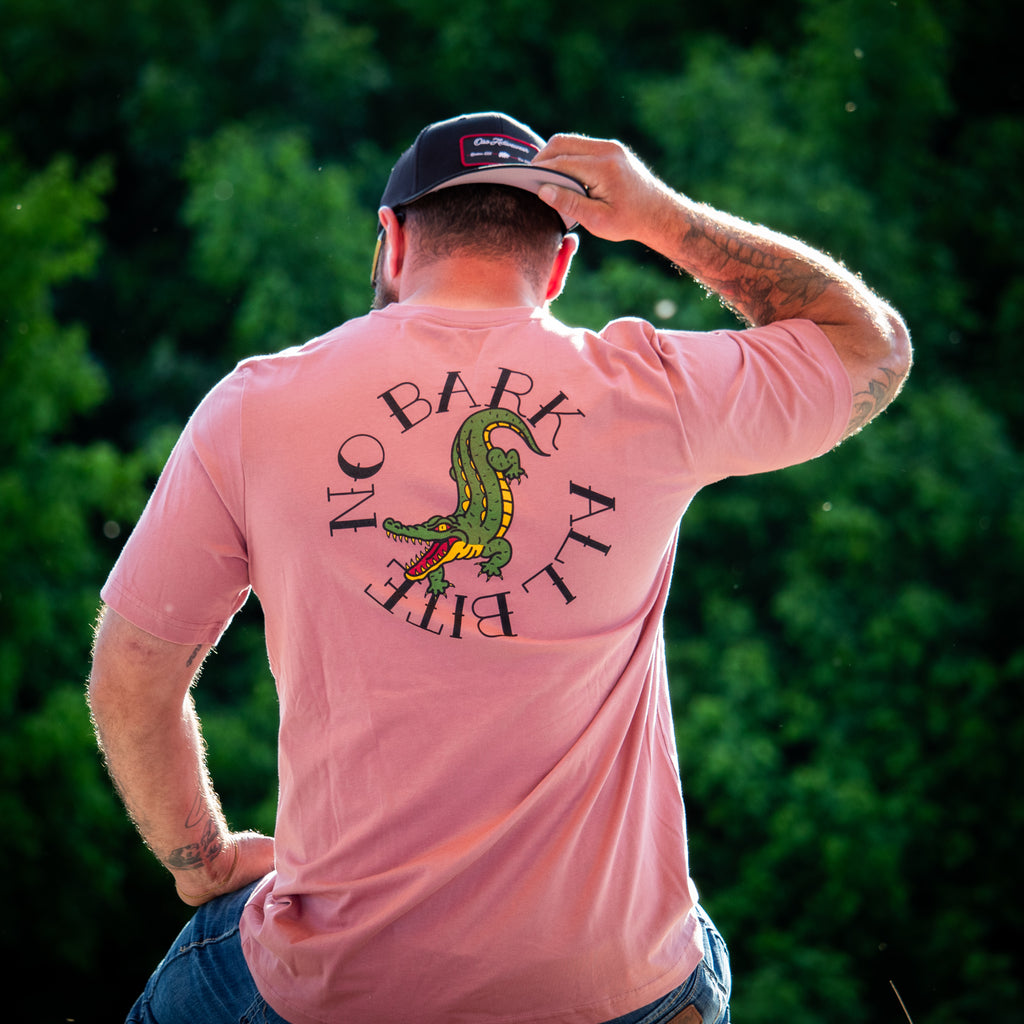 No Bark All Bite | American Traditional Gator | Mauve 100% Cotton Tshirt