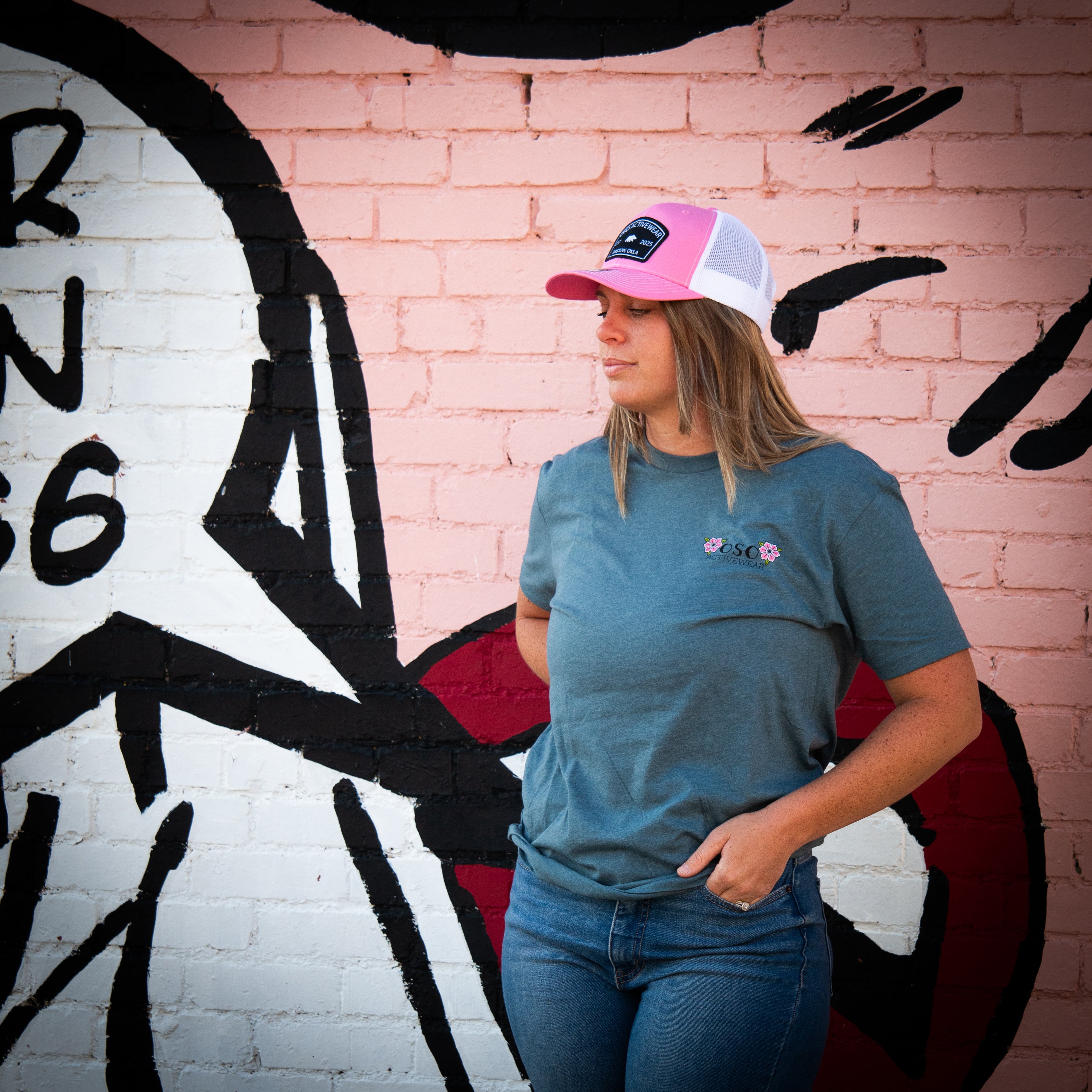 Pink/White Trucker Snapback Hat | Arch Top Patch