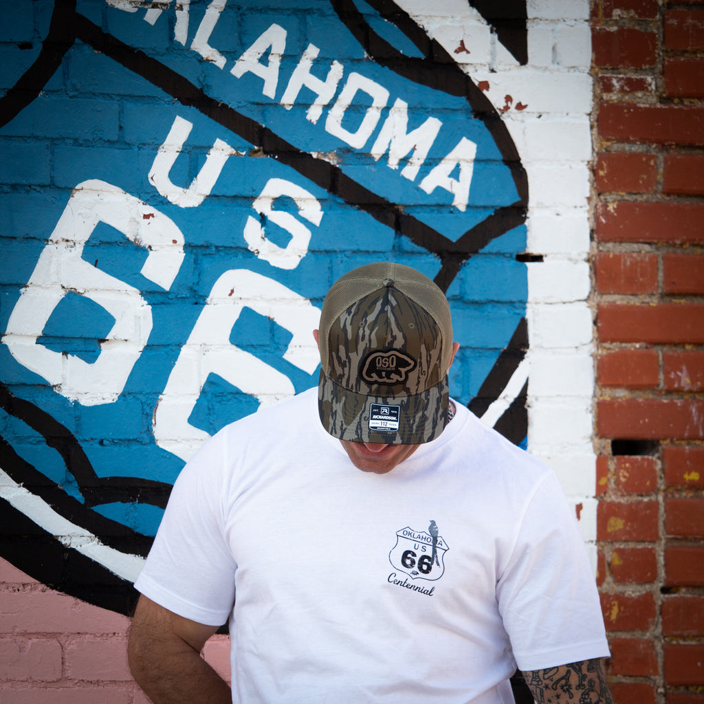 Mossy Oak Bottomland Trucker Snapback Hat | Tan Logo Patch