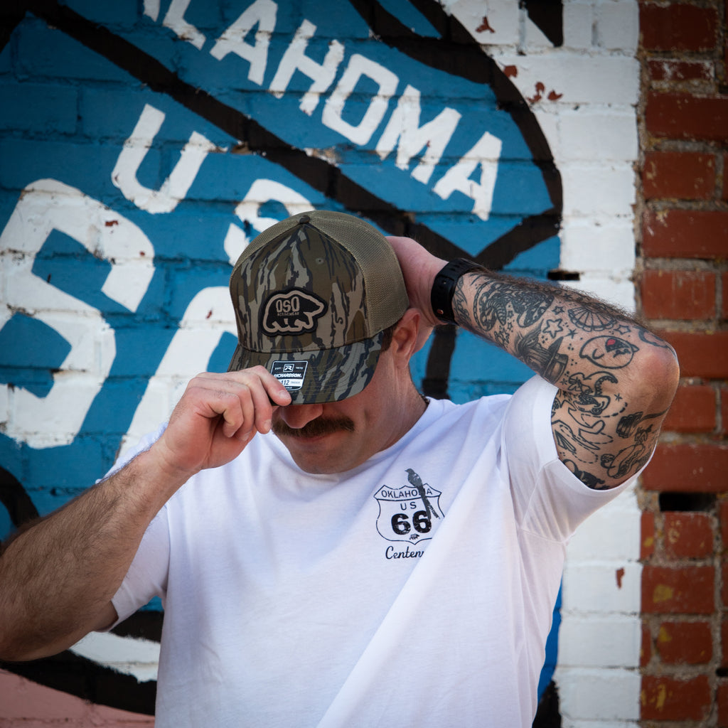 Mossy Oak Bottomland Trucker Snapback Hat | Tan Logo Patch