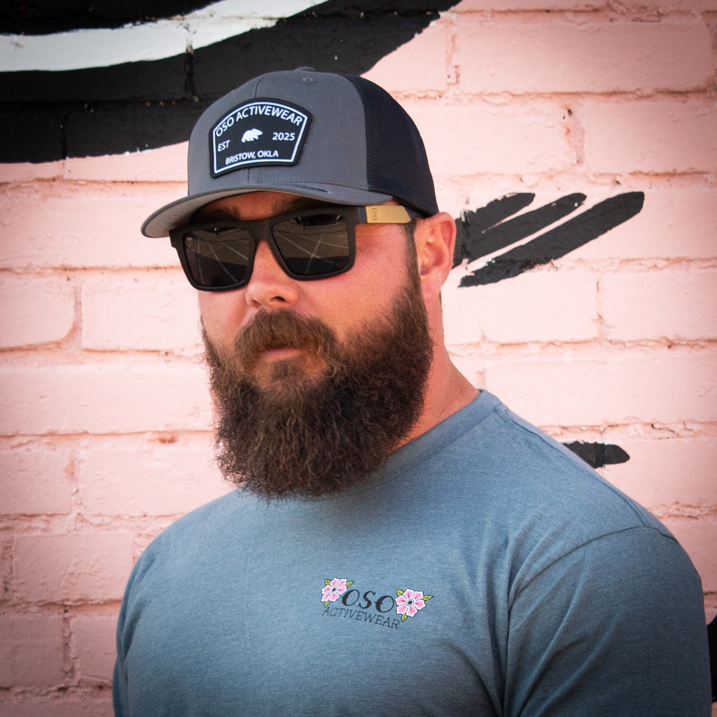 Charcoal / Black Flexfit Trucker Hat - Arch Top Patch