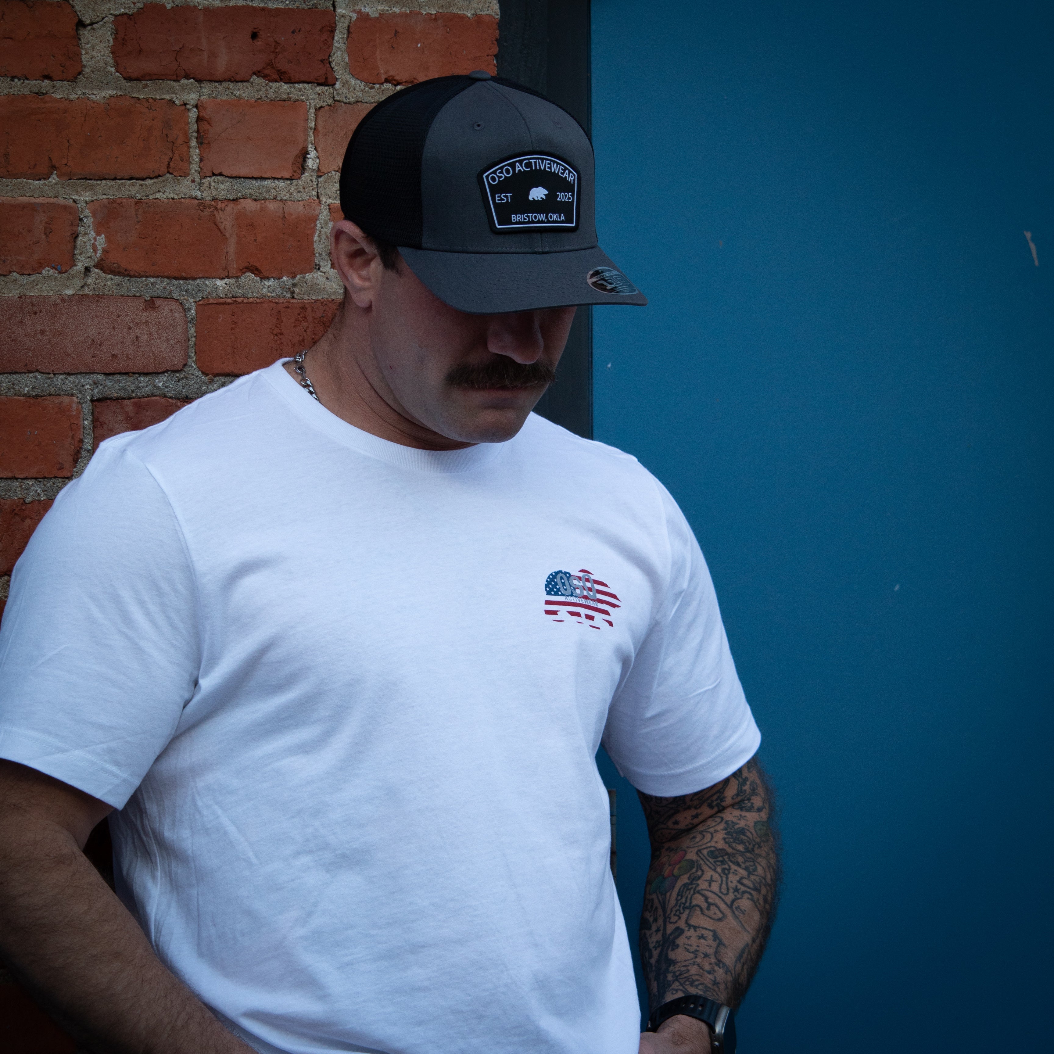 Charcoal / Black Flexfit Trucker Hat - Arch Top Patch