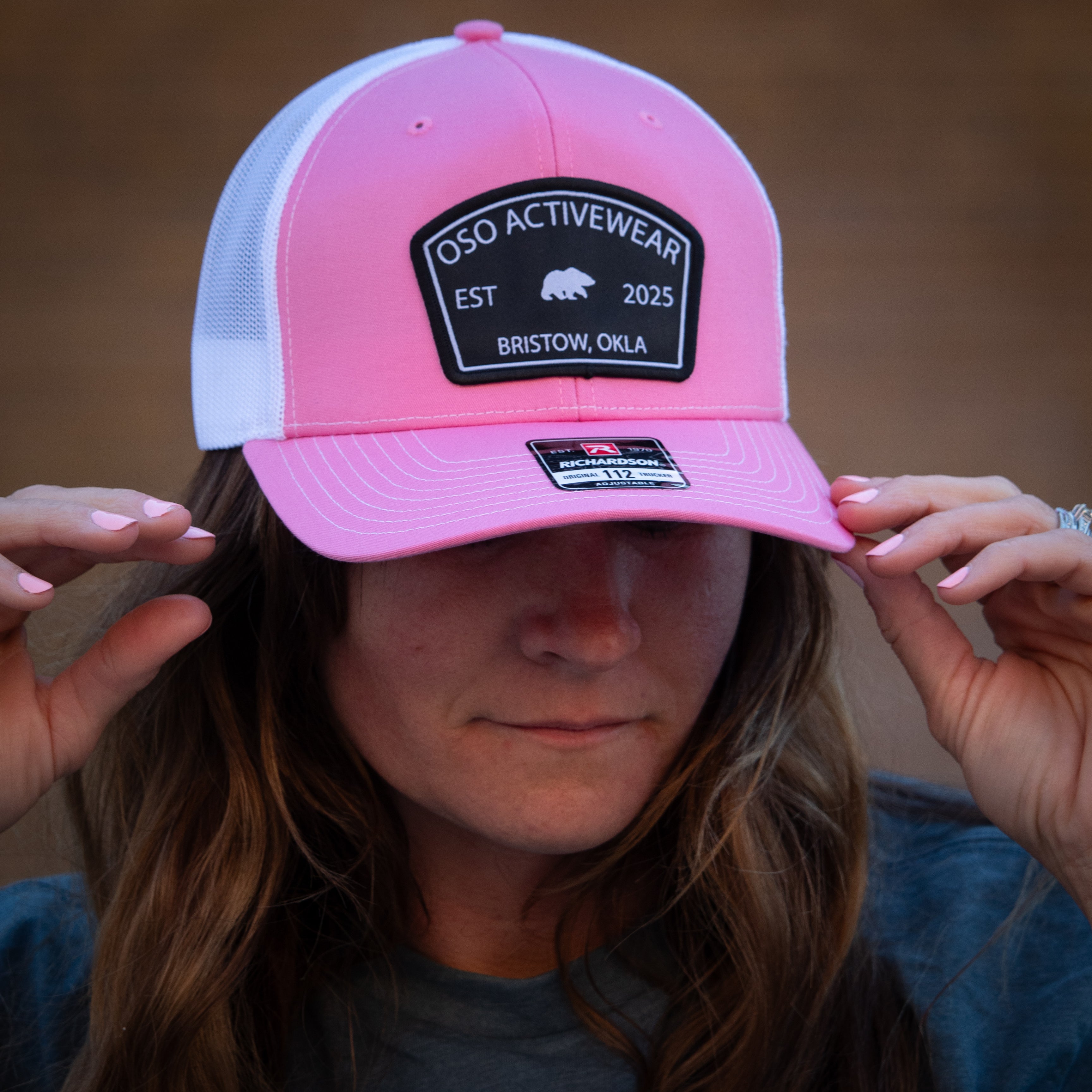 Pink/White Trucker Snapback Hat | Arch Top Patch