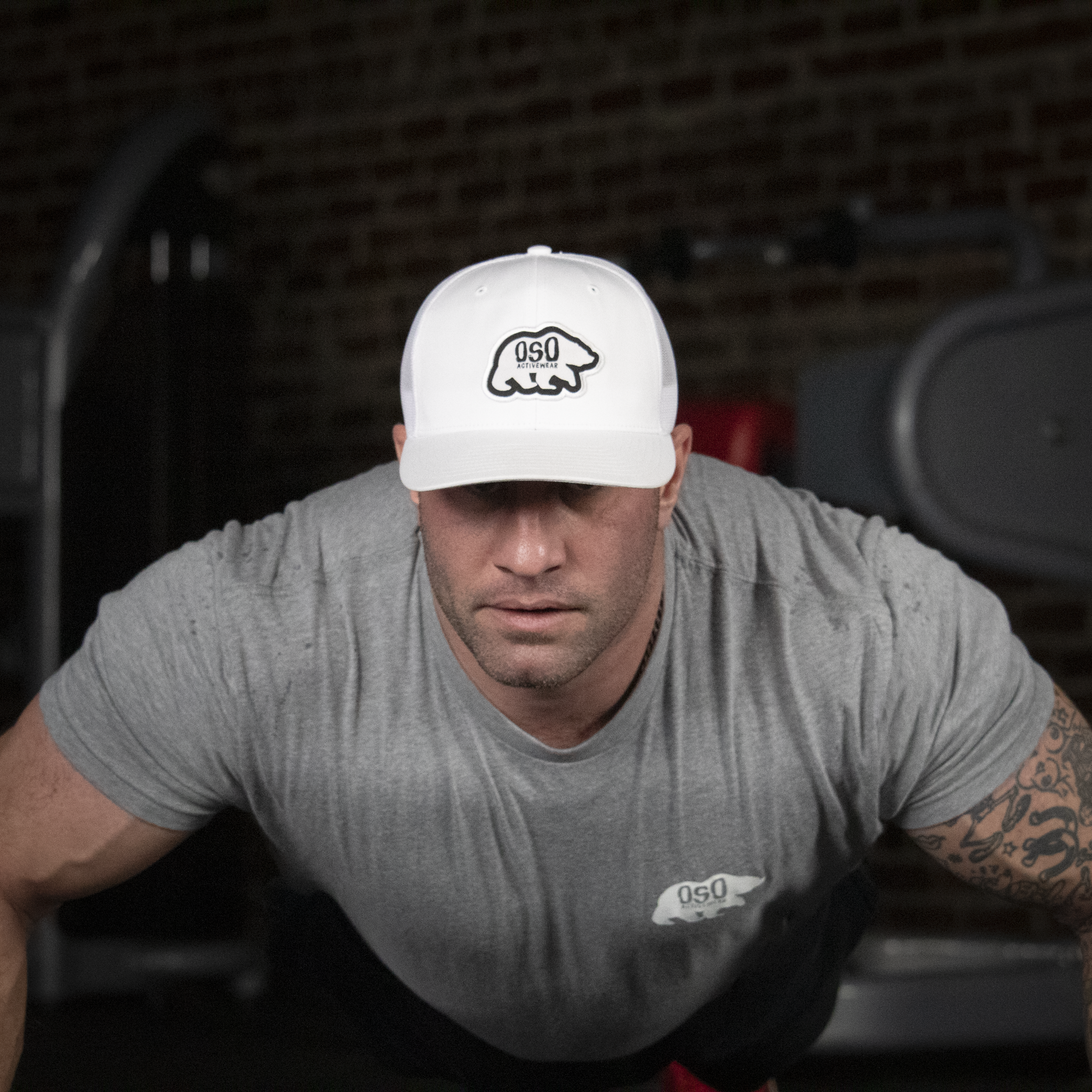 White Logo Trucker Snapback Hat