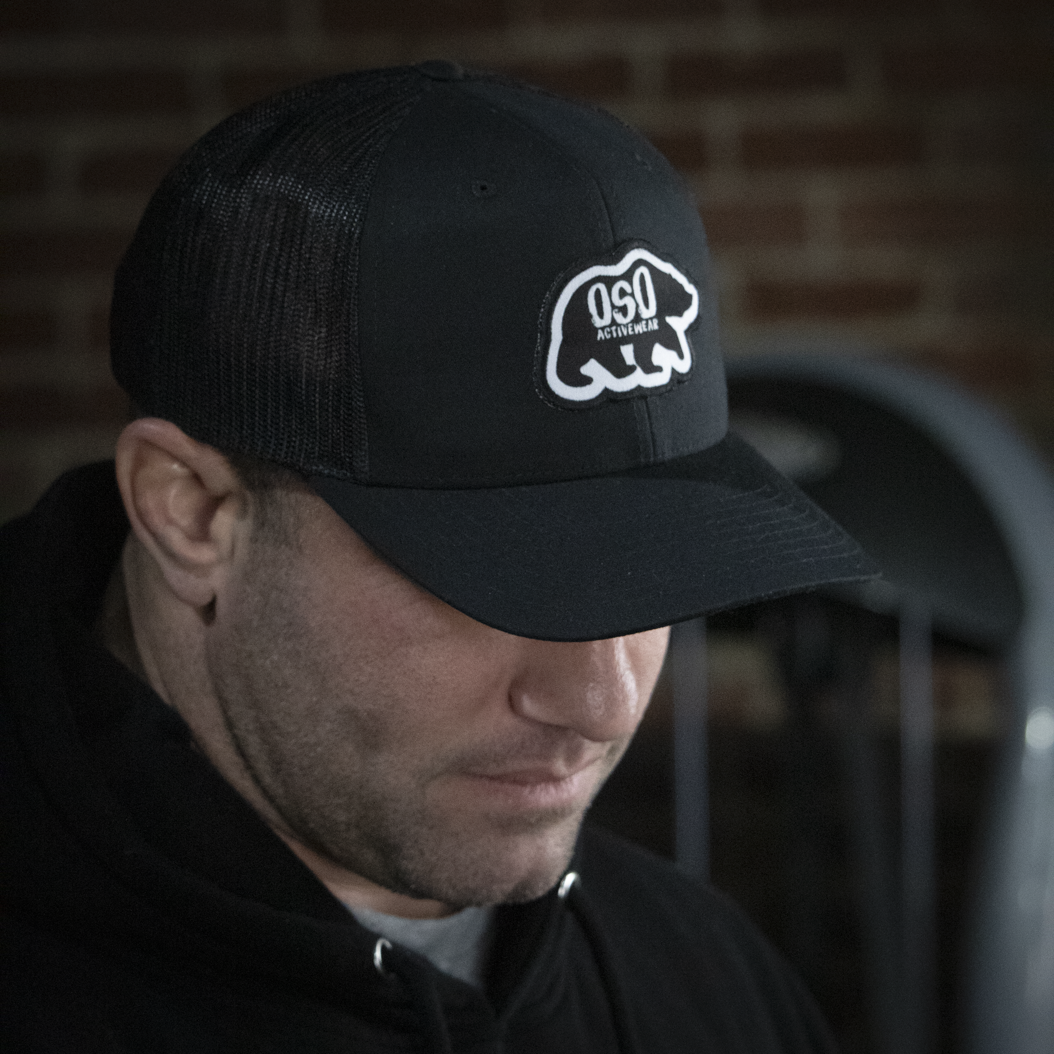 Black Logo Trucker Snapback Hat