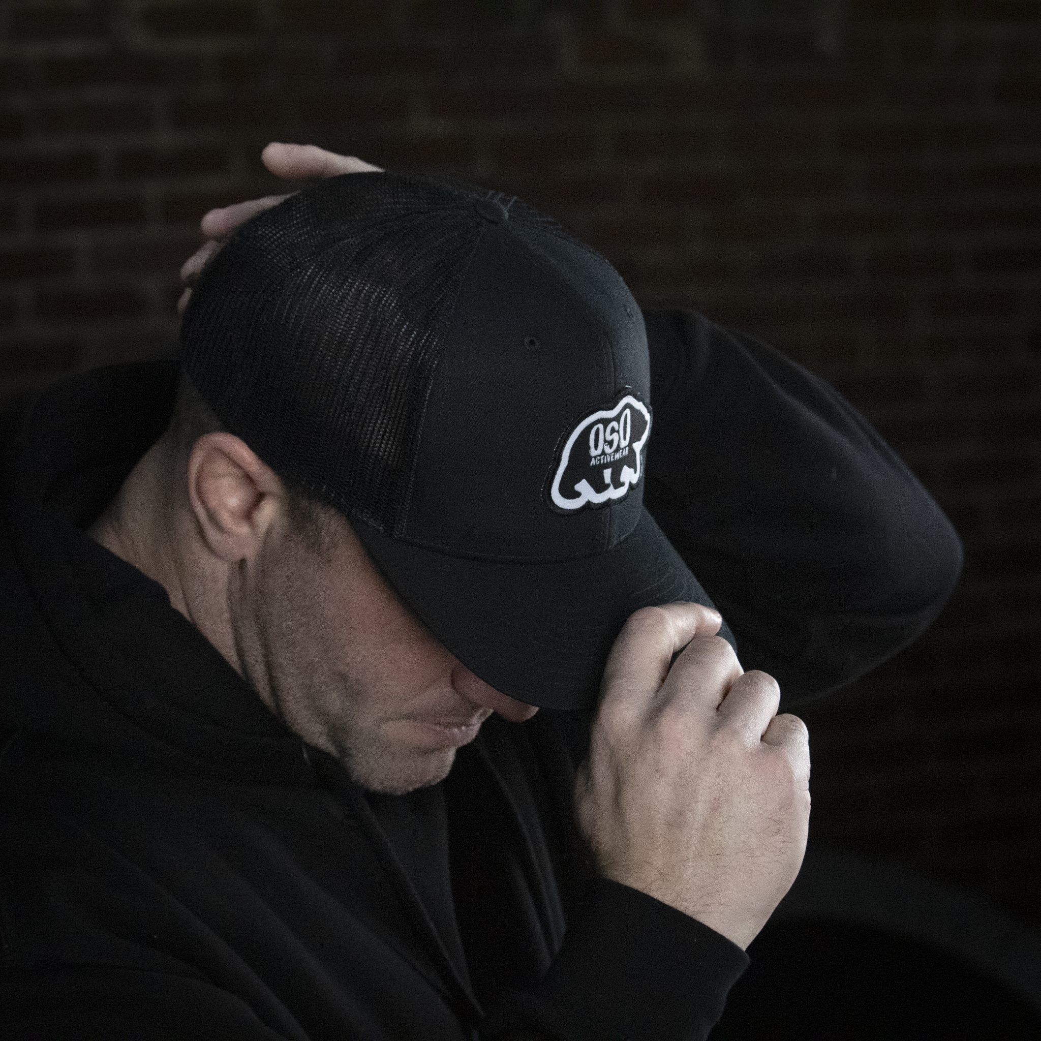 Black Logo Trucker Snapback Hat