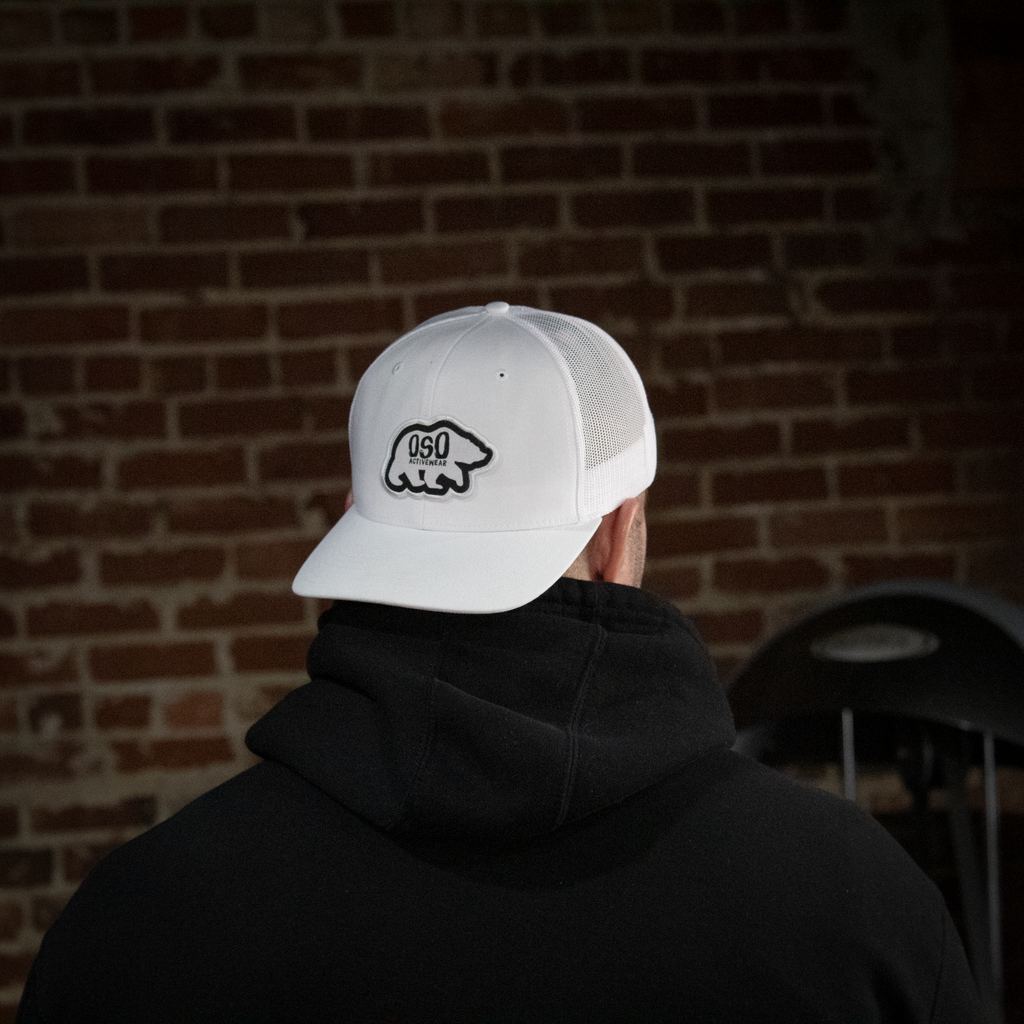 White Logo Trucker Snapback Hat