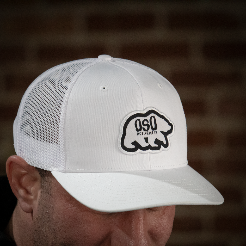 White Logo Trucker Snapback Hat