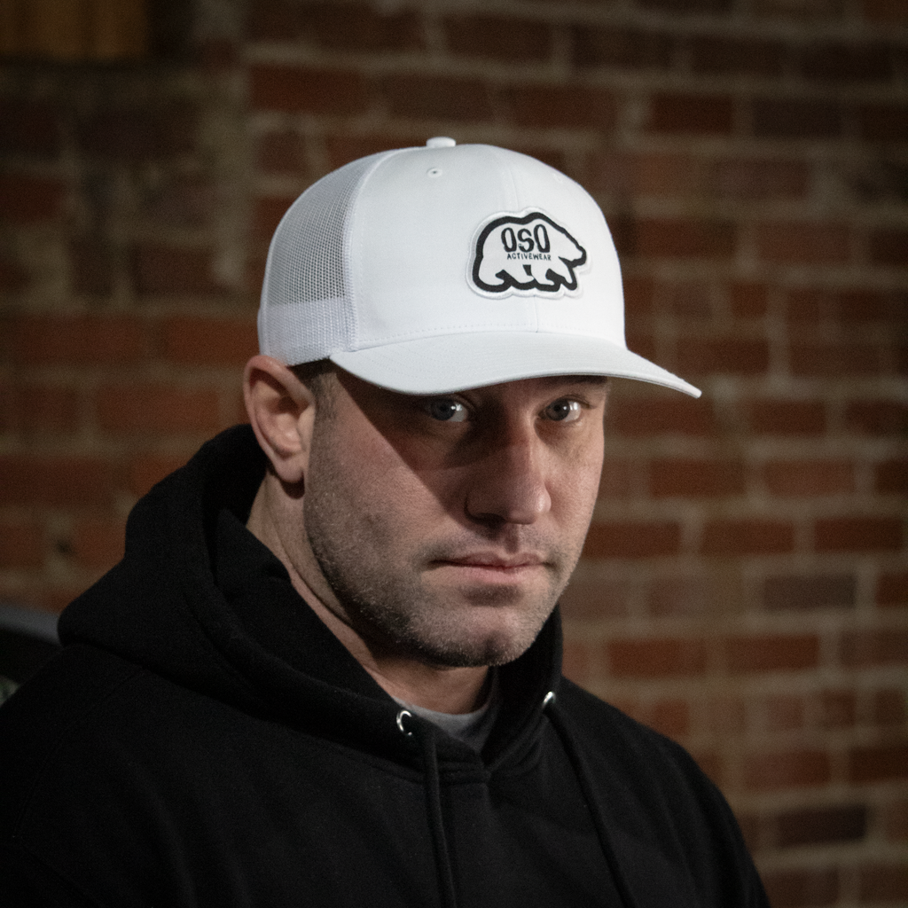 White Logo Trucker Snapback Hat