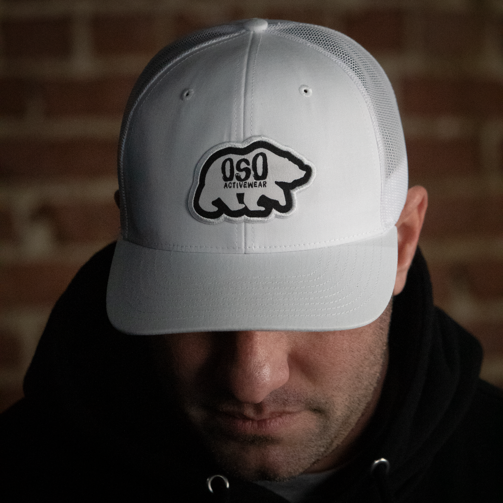 White Logo Trucker Snapback Hat